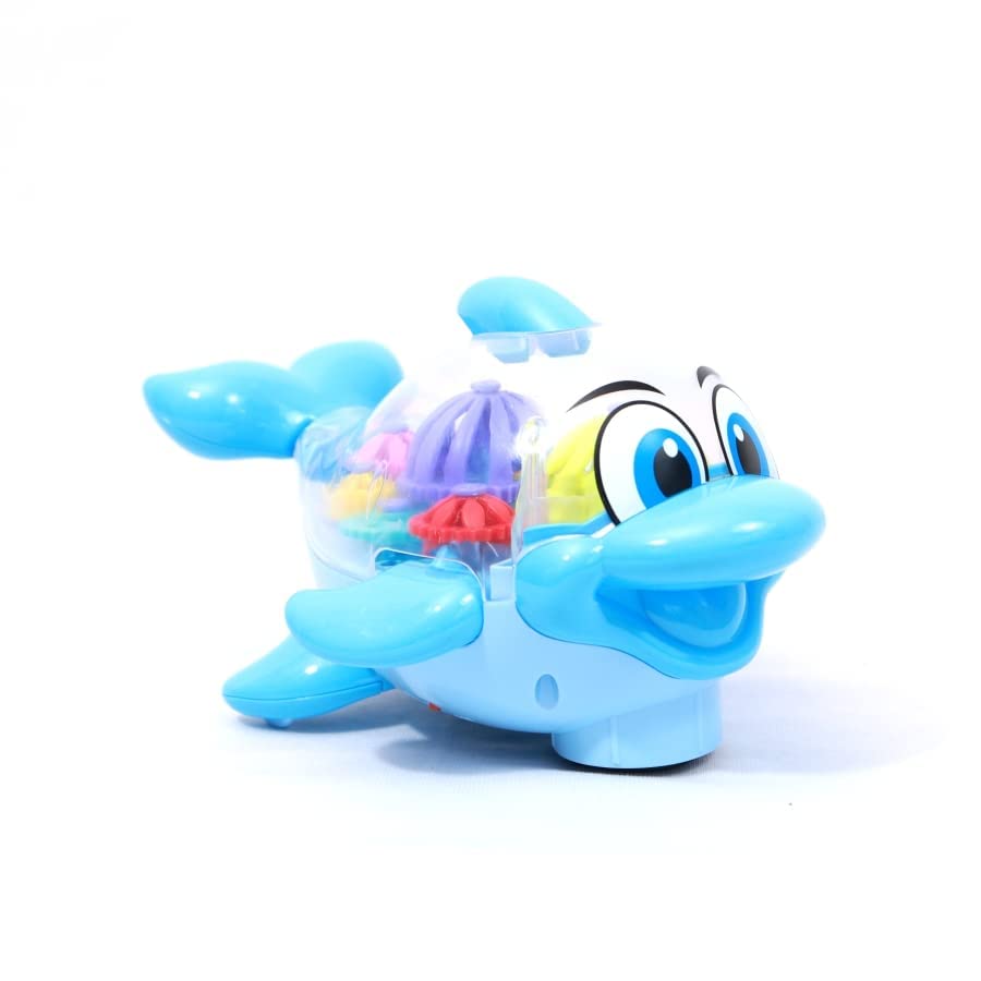 Transparent Gear Dolphin Toy with Flashing Lights and Music